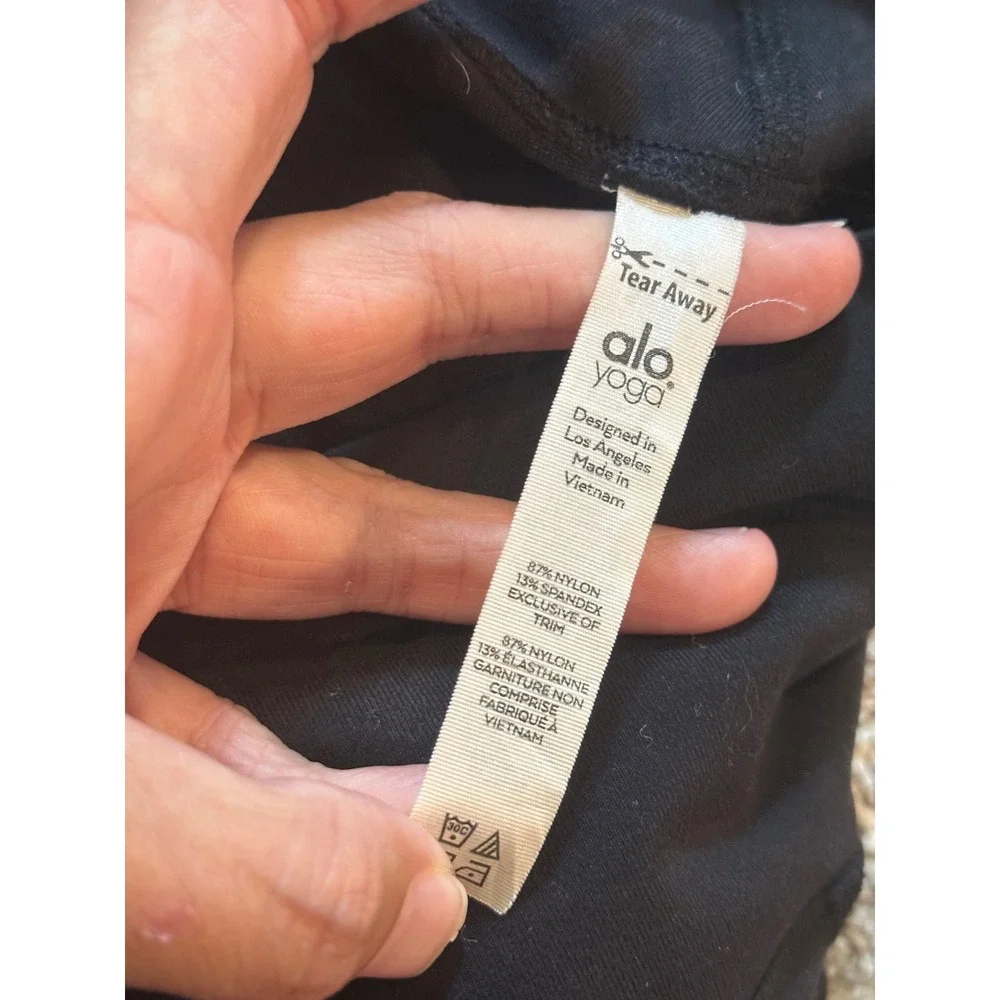 Alo Yoga Avenue High Waist Moto Ribbed Leggings Black Small W5541R